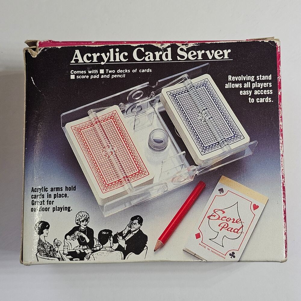 Acrylic Card Server Revolving 2 Decks Cards Indoor Outdoor Hong Kong New NOS Vtg